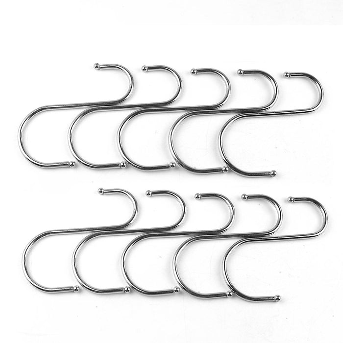 10pcs Heavy Duty S Hooks Extended Wall Mount Tool Holder | Multiuse S-Hook Hangers Rack Hook for Pot Pan Plants Home Kitchenware Garage Storage Office Organizer Bedroom with Rustproof Polished Iron