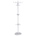 15 Hooks 70" Metal Coat Hat Jacket Stand Tree Holder Hanger Rack w/ Marble Base - White , Hall Tree Coat rack with Bench , Wrought Iron Coat Tree , Standing Coat Rack Tree ,Coat Tree Commercial -White