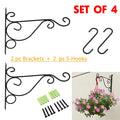 2 PCS Wall Hanging Plants Bracket Premium Thicken Iron Decorative Planter Hook with 2 PCS 6" S-Hooks for Lanterns,Planters,Hanging Bird Feeders,Ornaments (Black) by OVOV