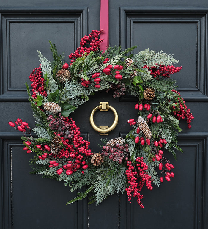 Artificial Red Berries & Rosehip Wreath