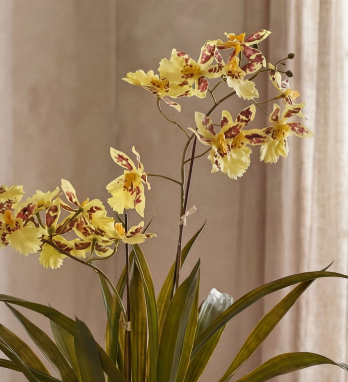 Artificial Yellow Orchid & Pot