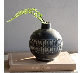 Black Boho Print Vase