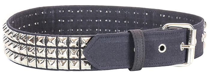 Black Canvas Jeans 3 Row Studded Belt By Funk Plus