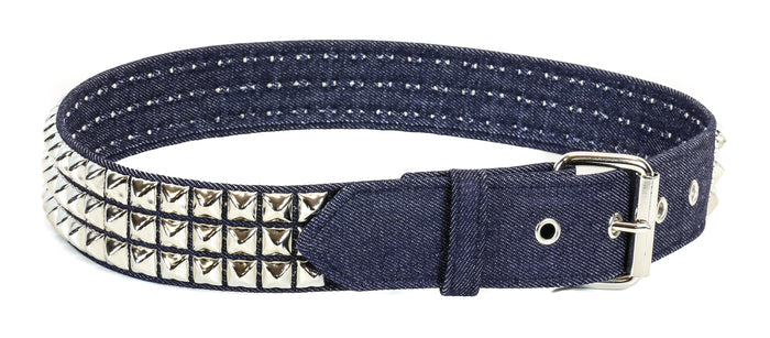 Black Canvas Jeans 3 Row Studded Belt By Funk Plus