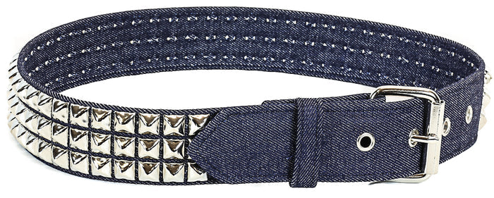 Black Canvas Jeans 3 Row Studded Belt By Funk Plus