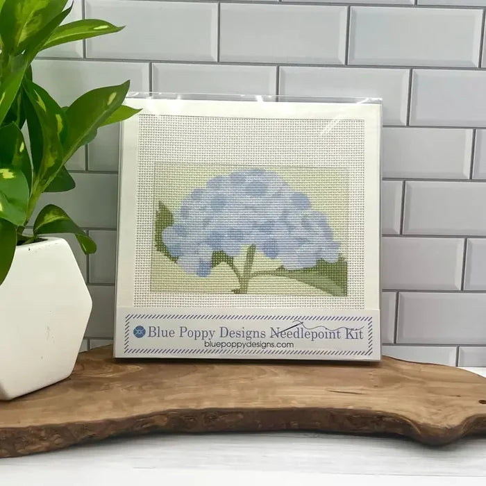 Blue Poppy Needlepoint Kit -Blue Hydrangea 6" x 4"