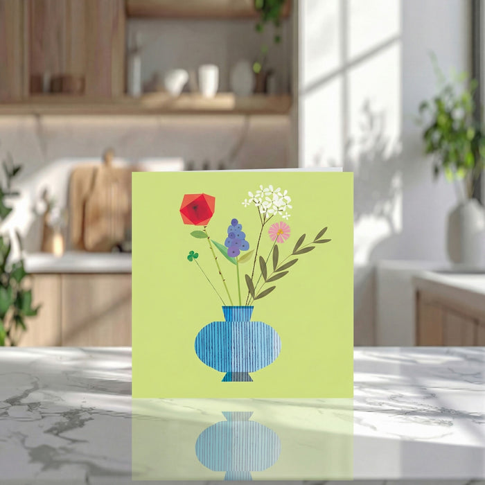 Blue Stripe Vase Card
