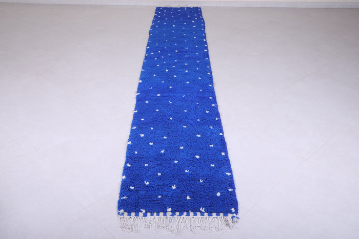 Runner handmade rug - custom berber carpet - Dotted Blue rug - custom moroccan rugs