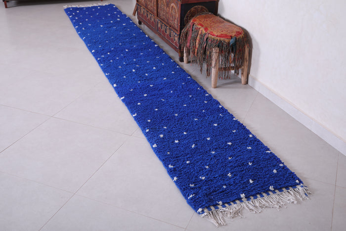 Runner handmade rug - custom berber carpet - Dotted Blue rug - custom moroccan rugs