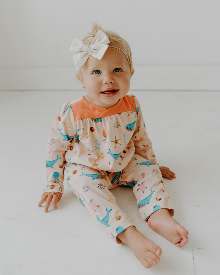 Bora Bora Wrap Neck Baby Girl Jumpsuit Romper (Organic Cotton)
