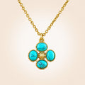 Capucine De Wulf Berry Clover Double-Sided Gold and Turquoise Charm Necklace