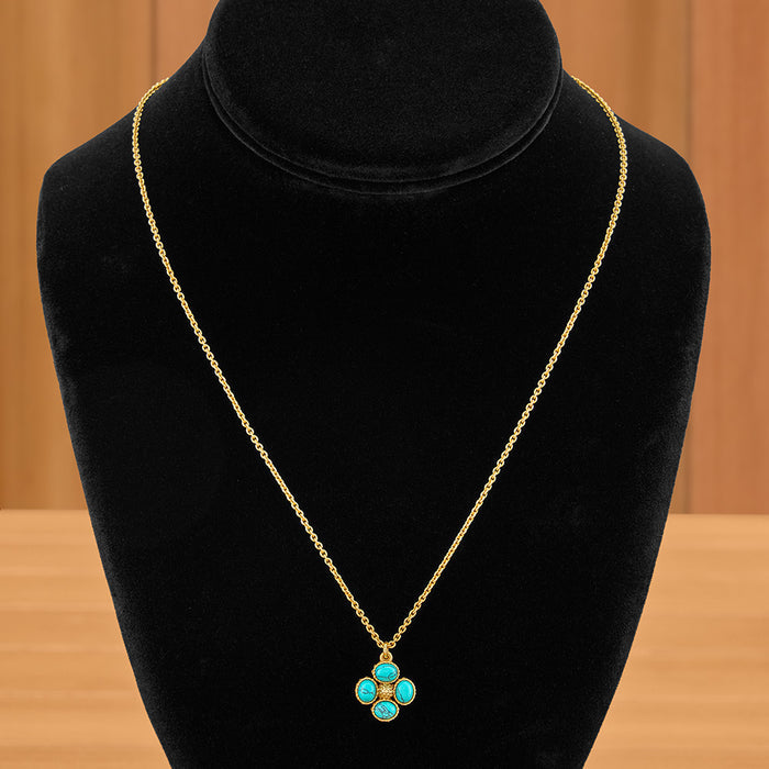 Capucine De Wulf Berry Clover Double-Sided Gold and Turquoise Charm Necklace