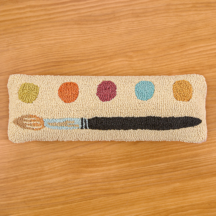 Chandler 4 Corners 24" x 8" Hooked Wool Pillow, Paint Brush