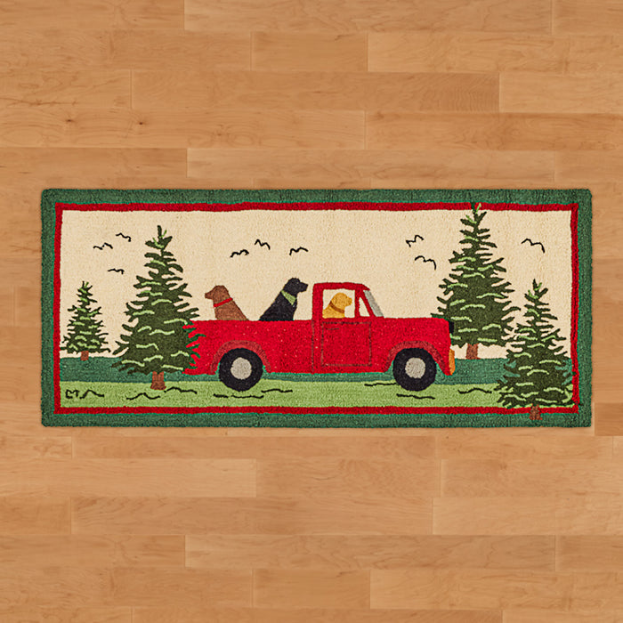 Chandler 4 Corners 30" x 6' Hooked Wool Runner, Dogs on Road Trip