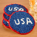 Chandler 4 Corners Hooked Wool Coaster Set, "USA"