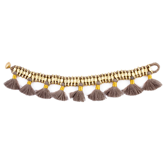 Charming Tassel Bracelet in Taupe - Handmade in Egypt