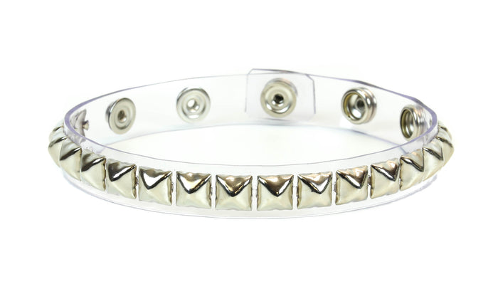 Clear Vinyl 1 Row Black Studded Leather Armlet Armband
