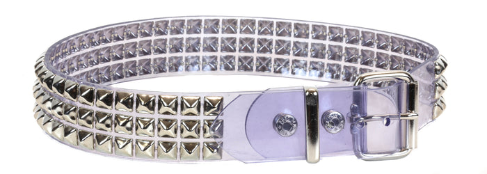 Clear Vinyl Black 3 Row Studded Punk Influenced Belt By Funk Plus