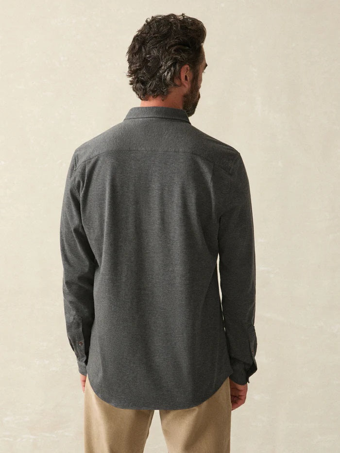 Coastline Knit Shirt- Charcoal Heather Twill