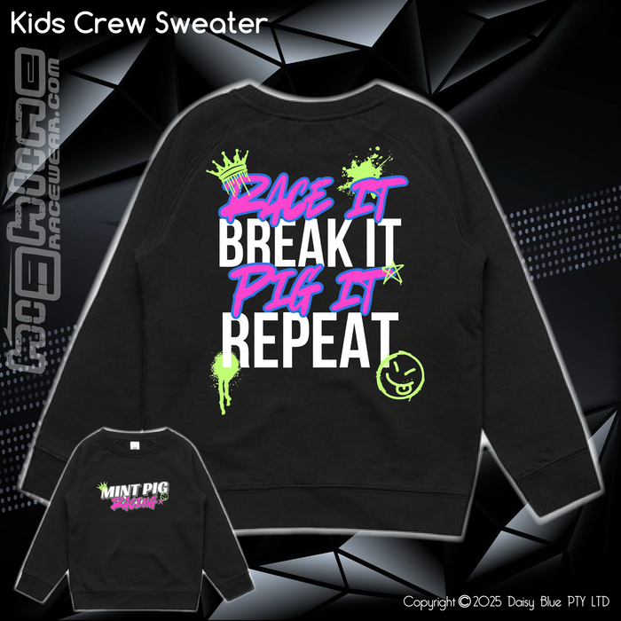 Crew Sweater - Mint Piglet Race It