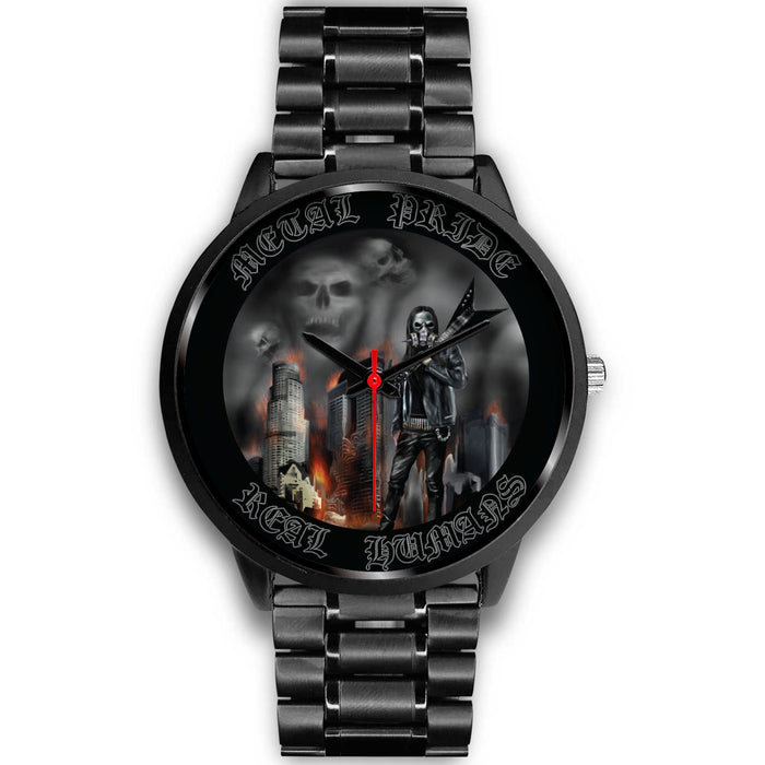 Dark Version Black And Smoke Grey Text Black Link Black Leather Black Metal Mesh