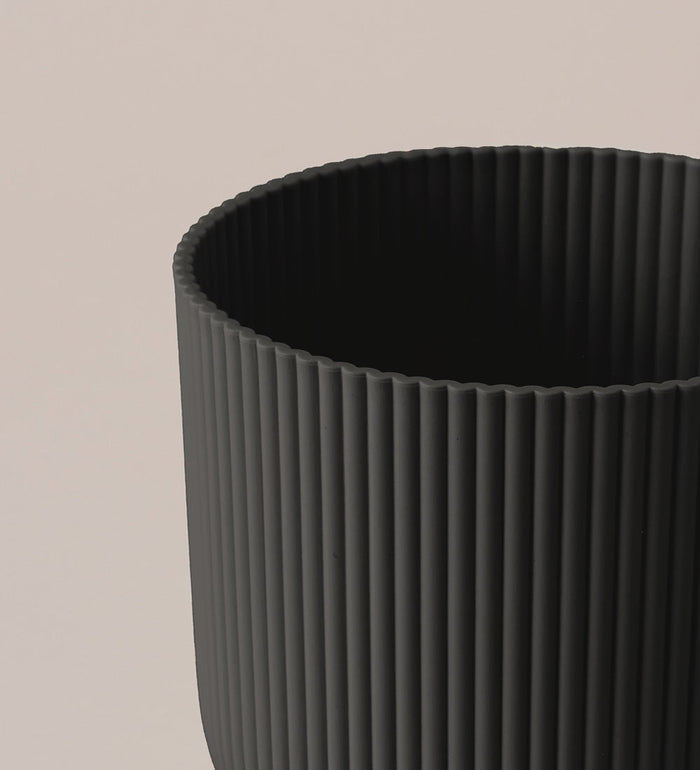 Ribbed texture detail, dark grey