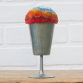 "Float" Puff in Vintage Pewter Goblet | Blue + Orange