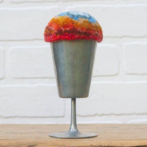 "Float" Puff in Vintage Pewter Goblet | Blue + Orange