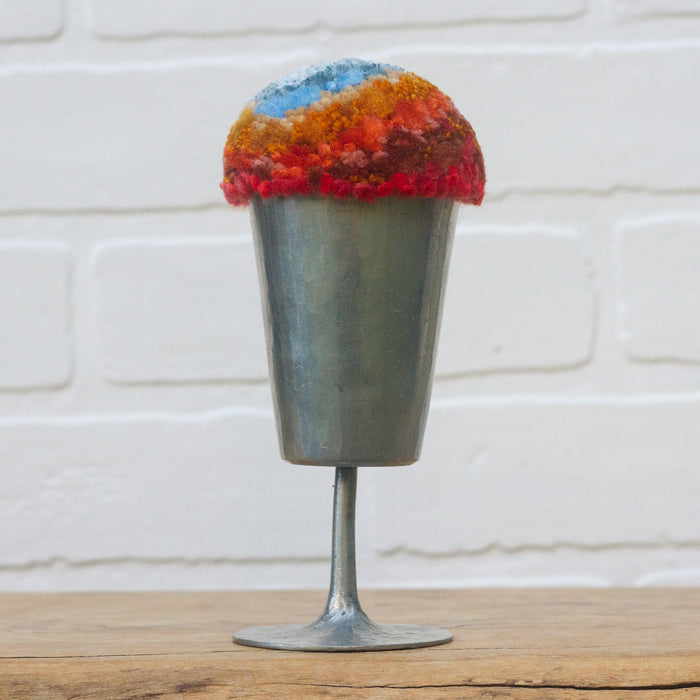 "Float" Puff in Vintage Pewter Goblet | Blue + Orange