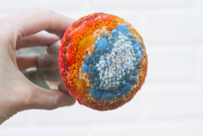 "Float" Puff in Vintage Pewter Goblet | Blue + Orange