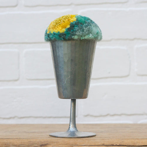 "Float" Puff in Vintage Pewter Goblet | Mustard + Mint