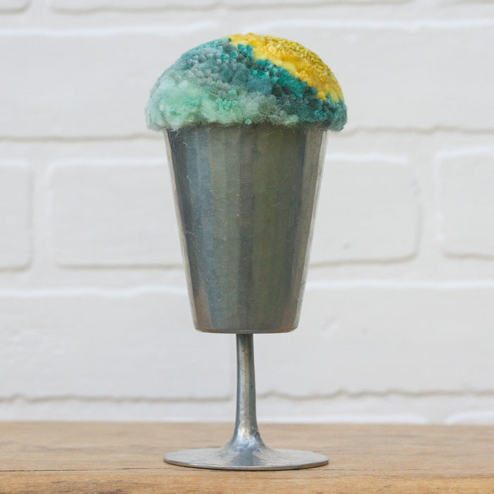 "Float" Puff in Vintage Pewter Goblet | Mustard + Mint