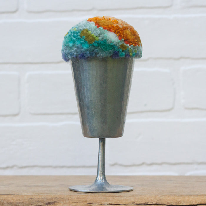 "Float" Puff in Vintage Pewter Goblet | Orange + Teal