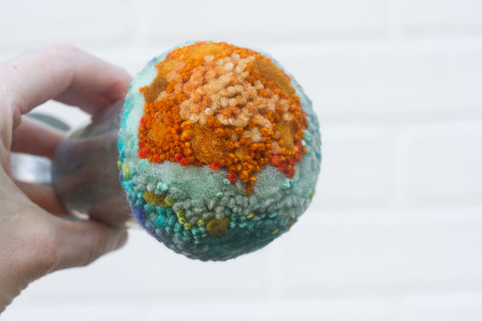 "Float" Puff in Vintage Pewter Goblet | Orange + Teal