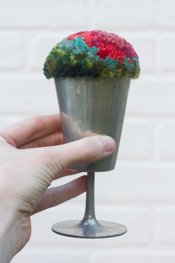 "Float" Puff in Vintage Pewter Goblet | Watermelon