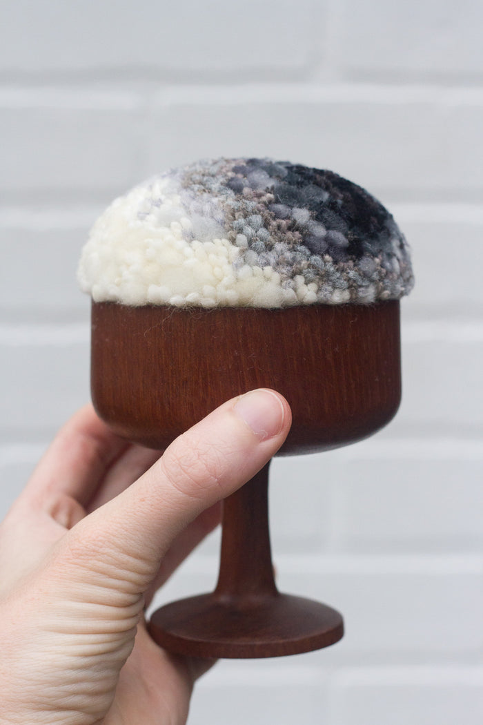 "Float" Puff in Vintage Teak Coupe | Black + White