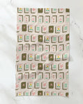 Geometry Flower Tiles White Tea Towel