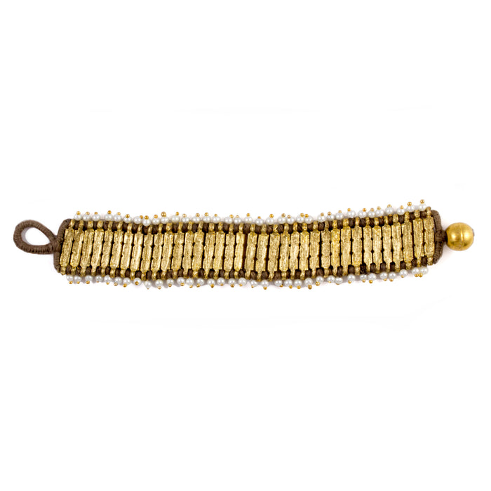 Grace Pearly Bracelet in Taupe - Handmade in Egypt