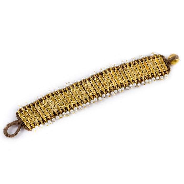 Grace Pearly Bracelet in Taupe - Handmade in Egypt
