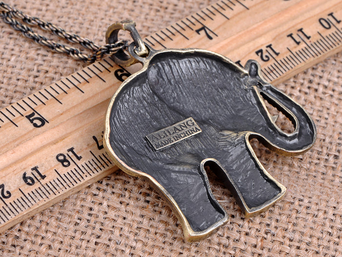Gun Antique Tribal Aztec Elephant Pendant Necklace