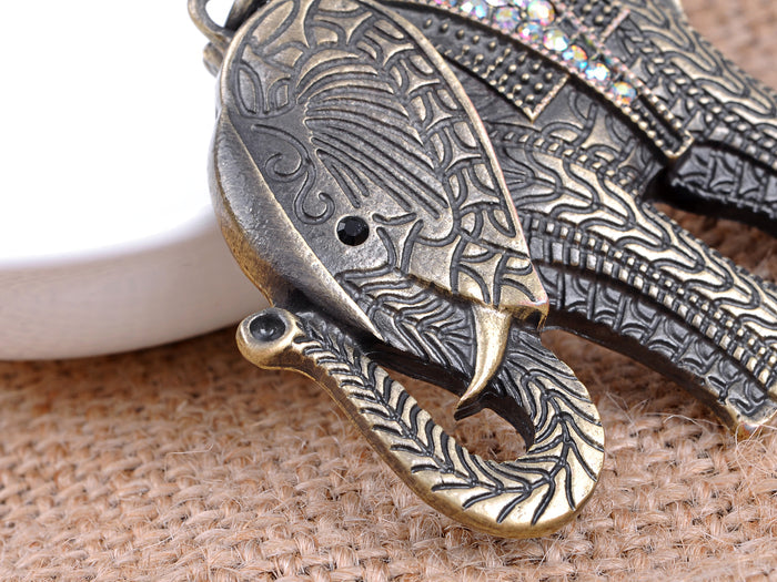 Gun Antique Tribal Aztec Elephant Pendant Necklace