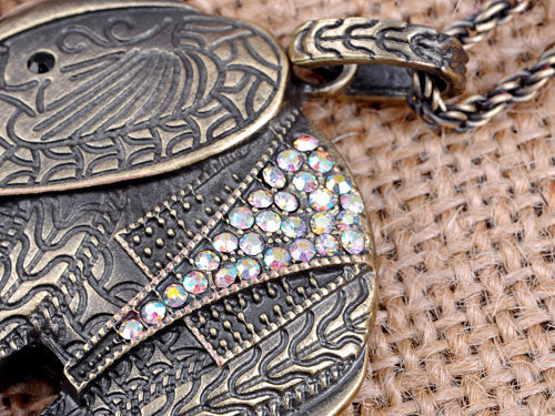 Gun Antique Tribal Aztec Elephant Pendant Necklace