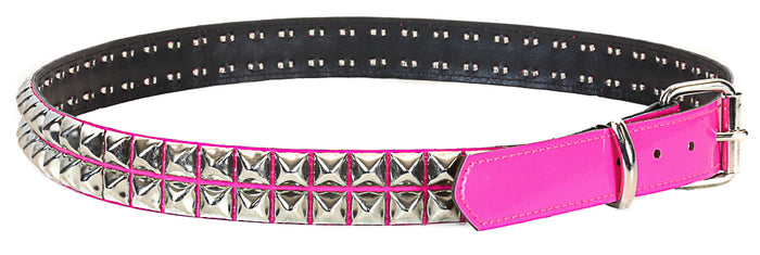 Hot Pink Patent 2 Row Studded Punk Influenced Belt By Funk Plus