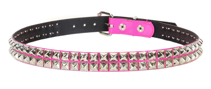 Hot Pink Patent 2 Row Studded Punk Influenced Belt By Funk Plus