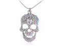 Iridescent Halloween Skeleton Skull Head Pendant Necklace - ALILANG.COM