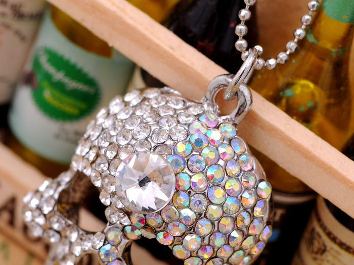 Iridescent Halloween Skeleton Skull Head Pendant Necklace - ALILANG.COM