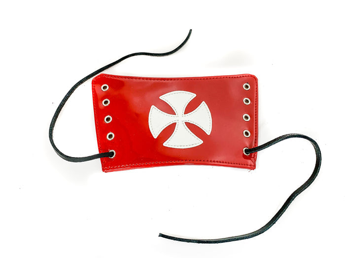 Iron Cross Lace Up Wide Bracer Bracelet