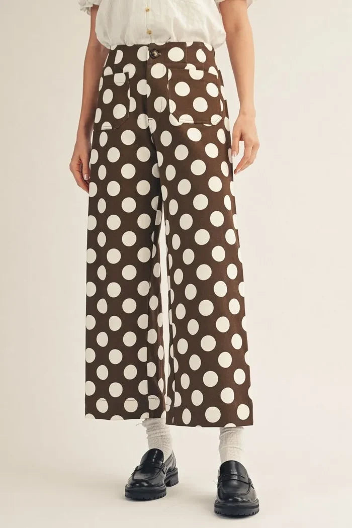 Jod Brown Polka Dot Pants