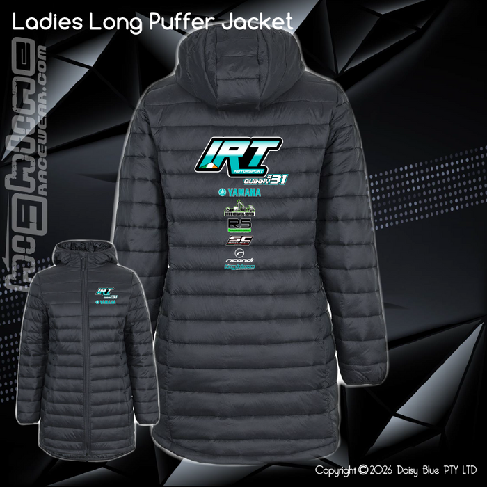 Ladies Long Puffer Jacket - IRT Motorsport