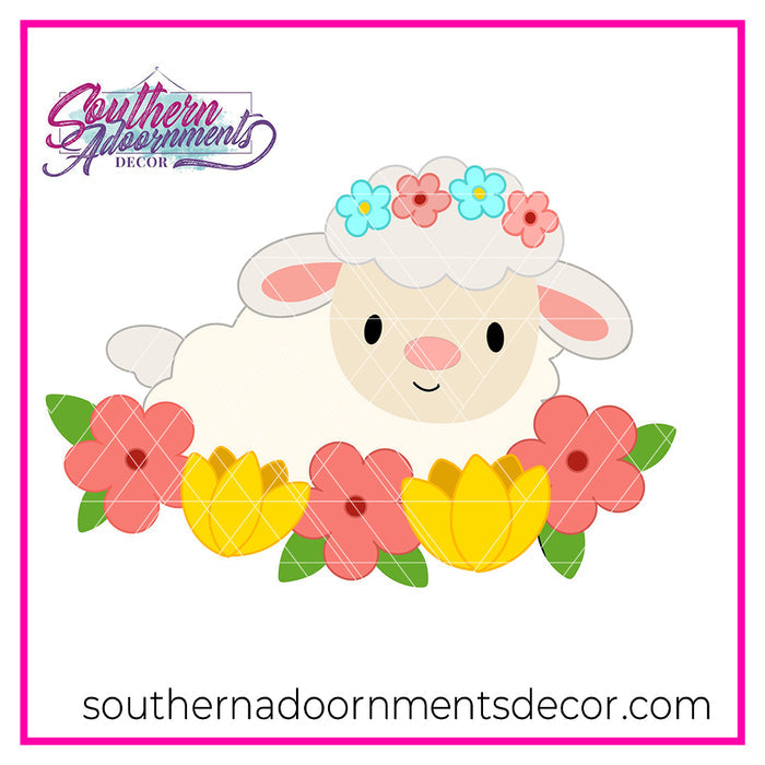 Lamb in Flowers Template & Digital Cut File